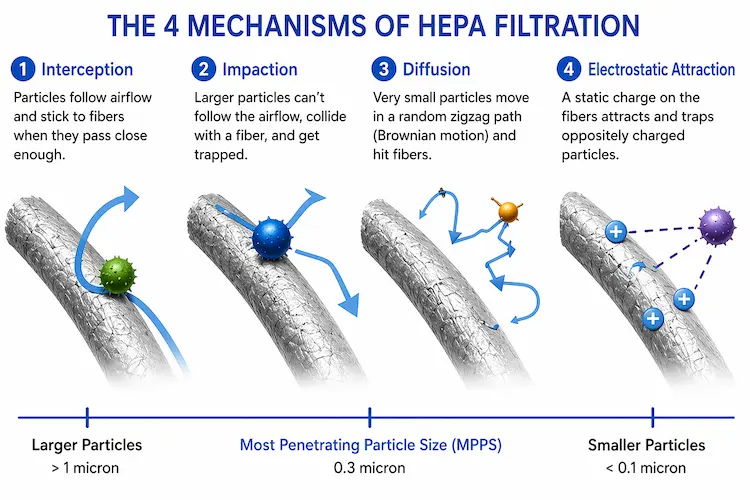 The Four Mechanisms That Make HEPA Filtration Work